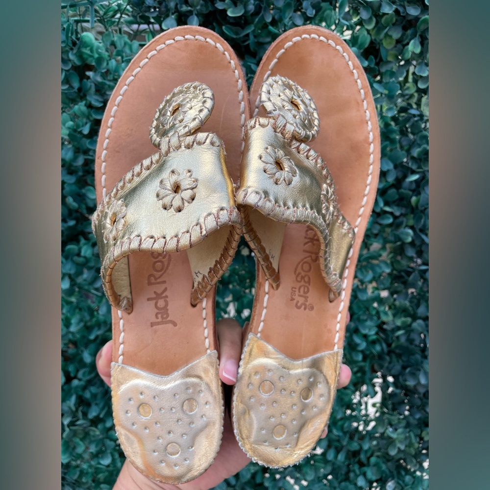 Jack Rogers Women's Gold Sandals Size 6